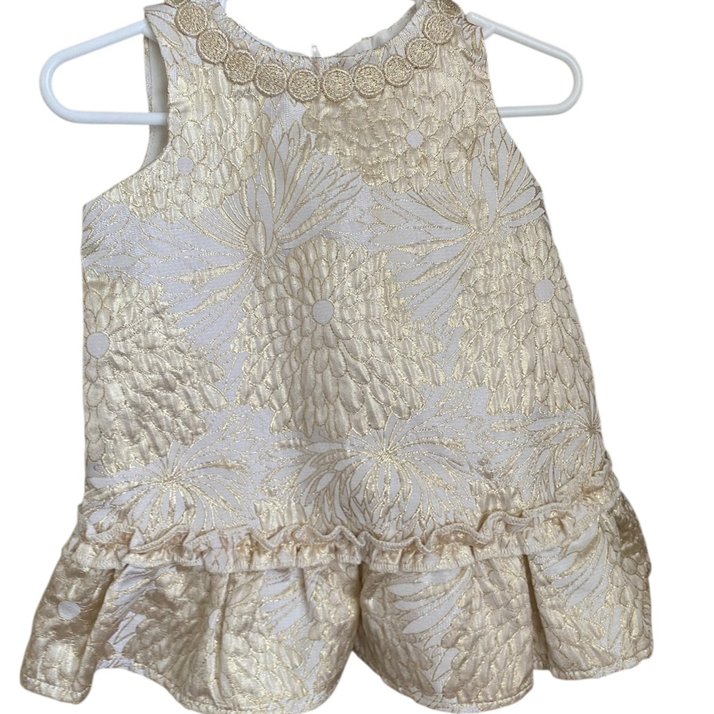 Lilly Pulitzer Gold Fancy Baby Dress Holiday